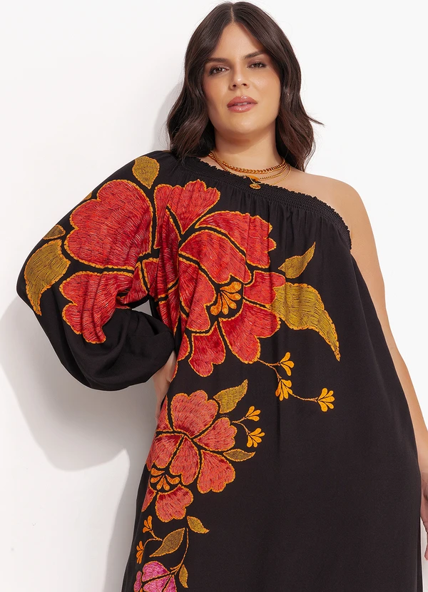 Farm - Vestido um Ombro Só Madalena Preto 12