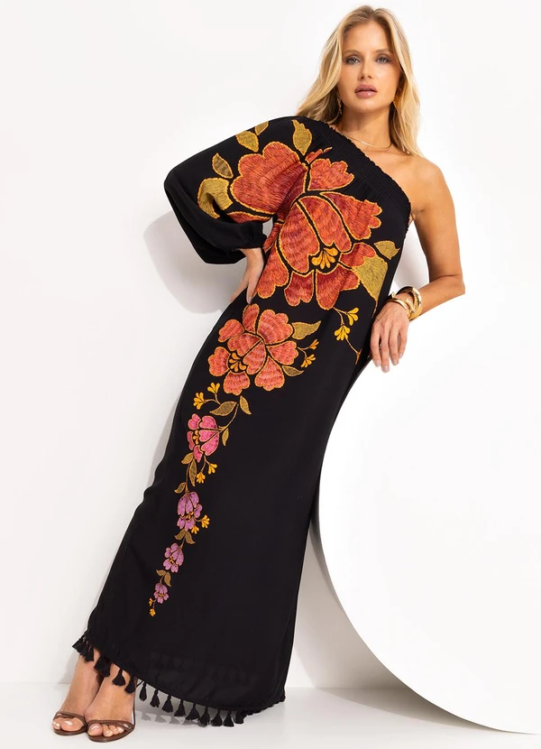 Farm - Vestido um Ombro Só Madalena Preto 3