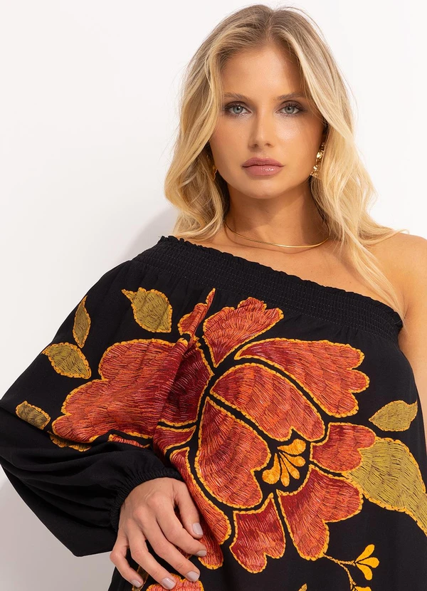 Farm - Vestido um Ombro Só Madalena Preto 5