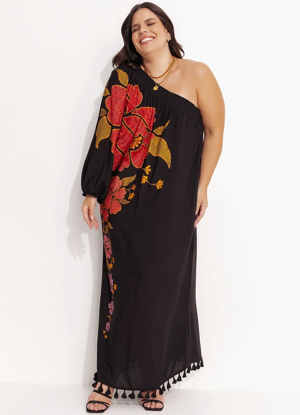 Farm - Vestido um Ombro Só Madalena Preto 9