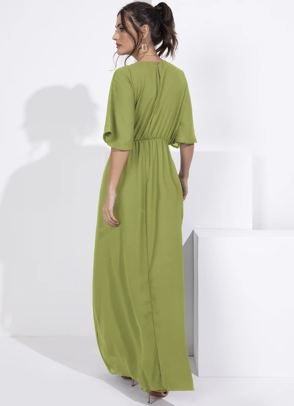Quintess - Vestido Verde Claro em Crepe Plano 2