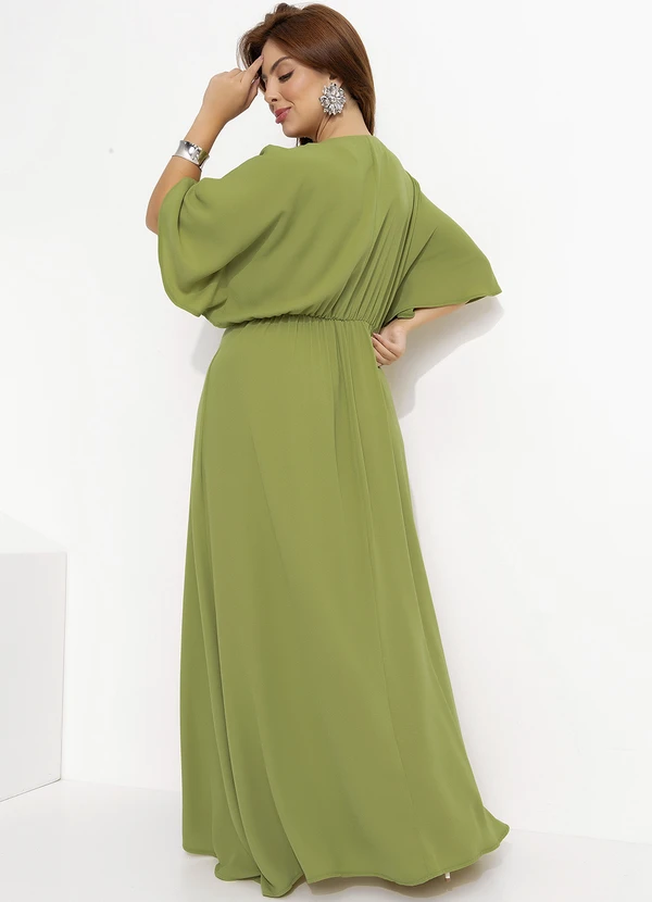 Quintess - Vestido Verde Claro em Crepe Plano 5