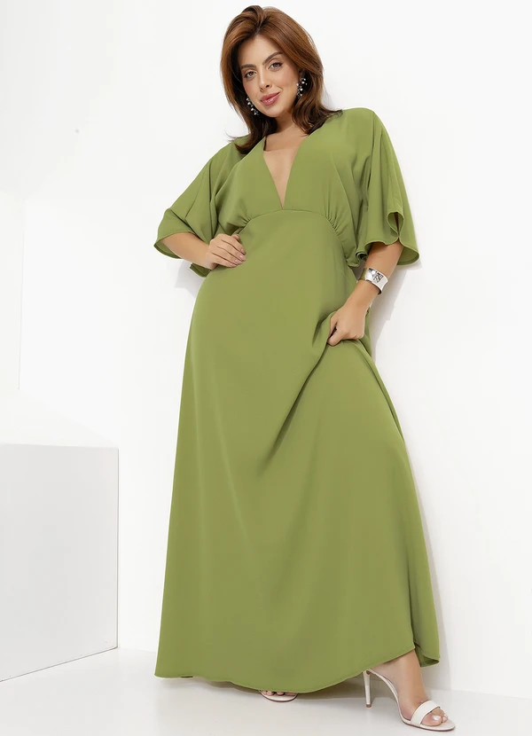 Quintess - Vestido Verde Claro em Crepe Plano 6