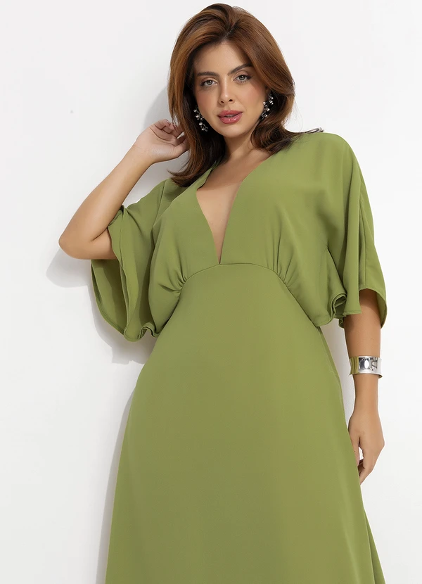 Quintess - Vestido Verde Claro em Crepe Plano 7