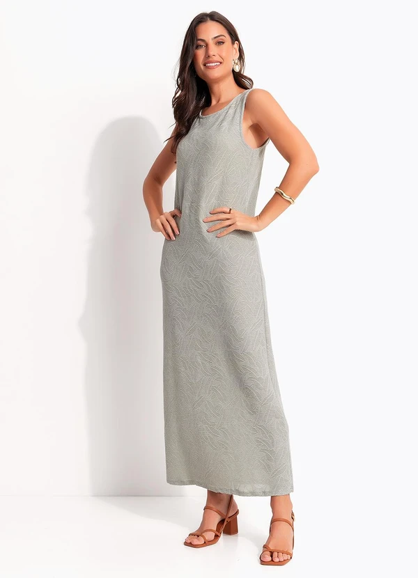 Quintess - Vestido Verde Claro em Malha Devorê