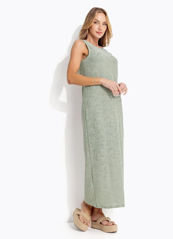 Quintess - Vestido Verde Claro em Malha Devorê 3