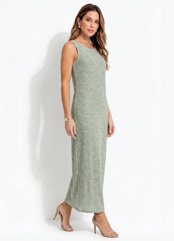 Quintess - Vestido Verde Claro em Malha Devorê 10