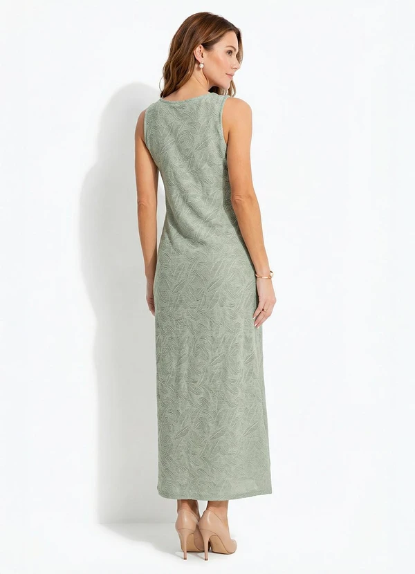 Quintess - Vestido Verde Claro em Malha Devorê 9