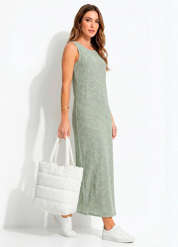 Quintess - Vestido Verde Claro em Malha Devorê 7