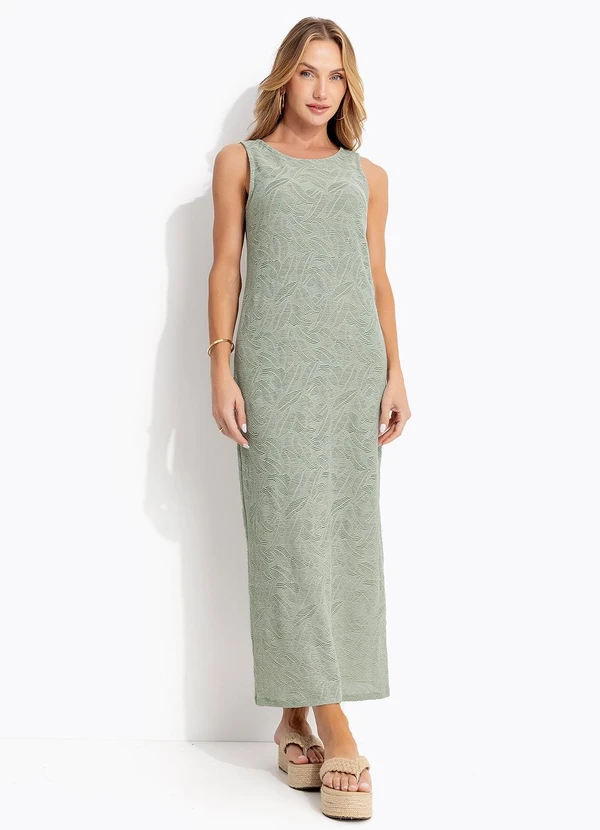 Quintess - Vestido Verde Claro em Malha Devorê 6