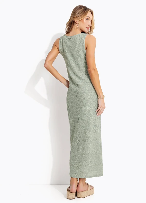 Quintess - Vestido Verde Claro em Malha Devorê 5