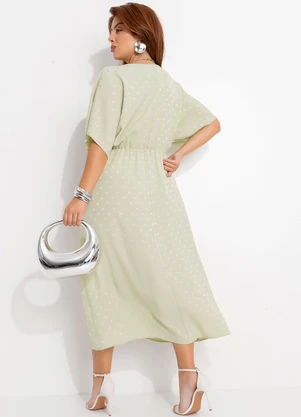 Quintess - Vestido Verde Claro em Tecido Plano Jacquard Ace - QUINTESS