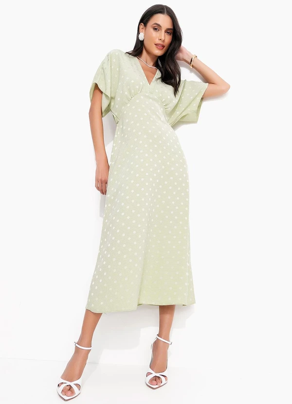 Quintess - Vestido Verde Claro em Tecido Plano Jacquard Ace 8