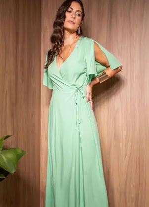 Quintess - Vestido Verde Claro em Viscose Plana - QUINTESS