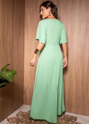 Quintess - Vestido Verde Claro em Viscose Plana - QUINTESS