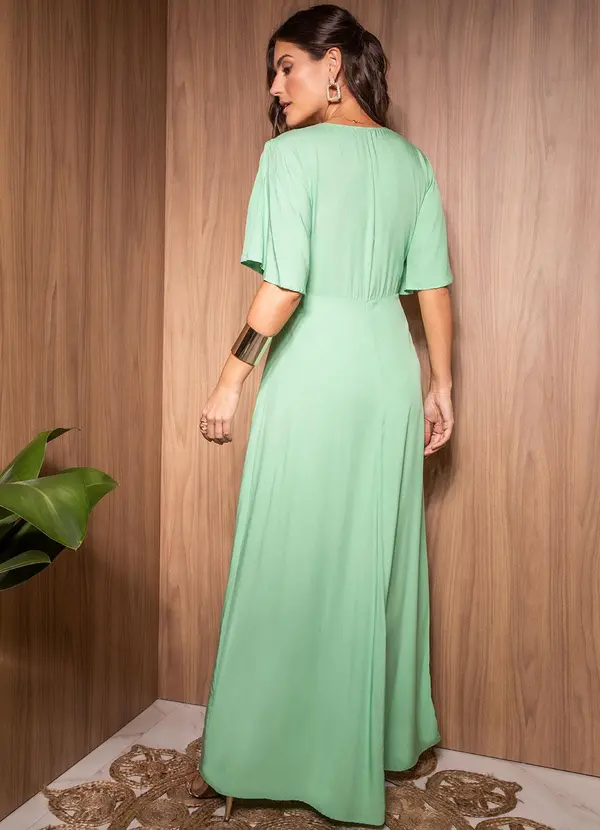 Quintess - Vestido Verde Claro em Viscose Plana 2