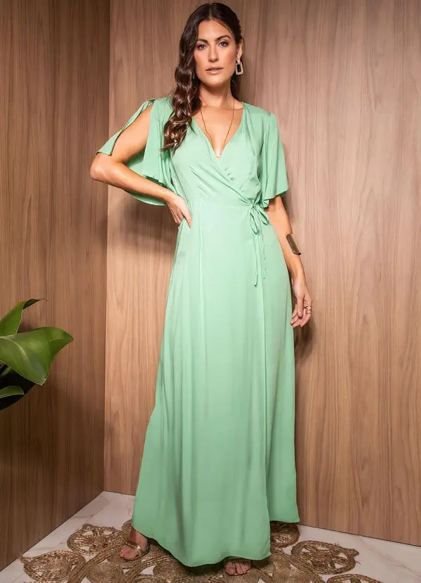Quintess - Vestido Verde Claro em Viscose Plana 3