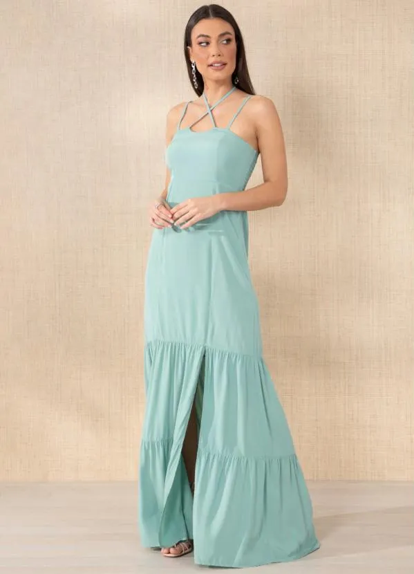 Quintess - Vestido Verde com Alças Cruzadas 3