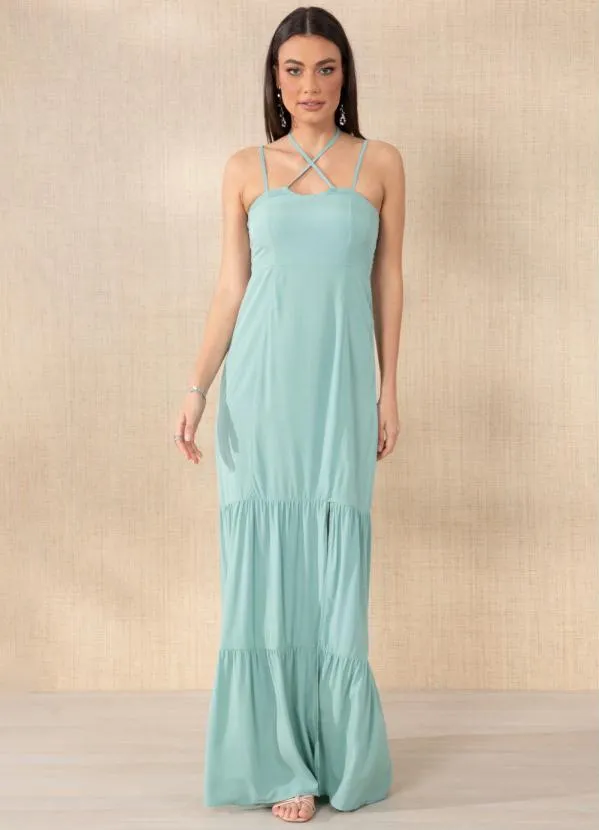 Quintess - Vestido Verde com Alças Cruzadas 4