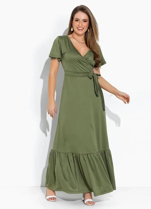 Vestido Verde com Babado Rosalie