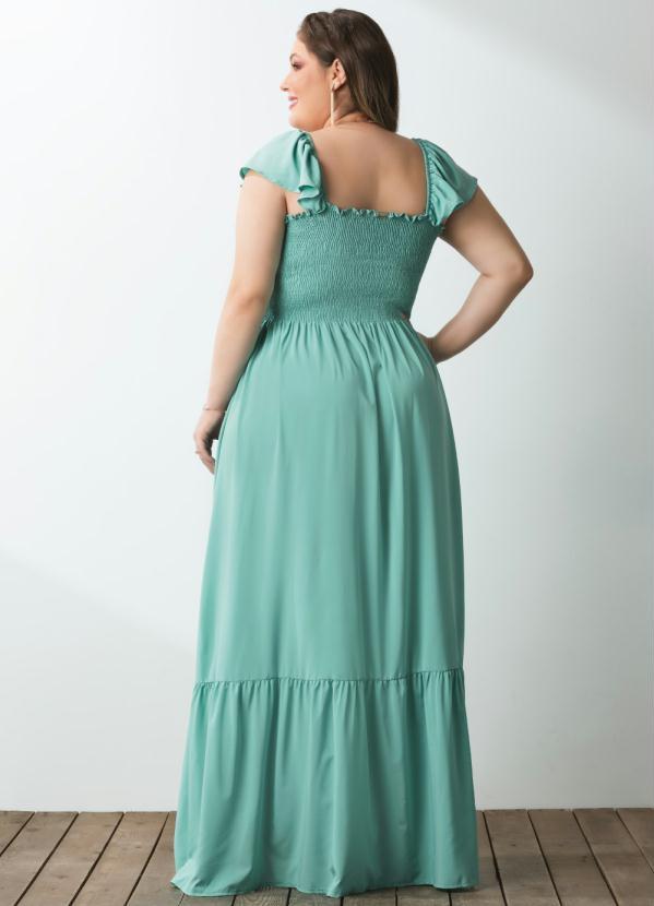 Quintess - Vestido Verde com Babados nas Alças e na Barra 5