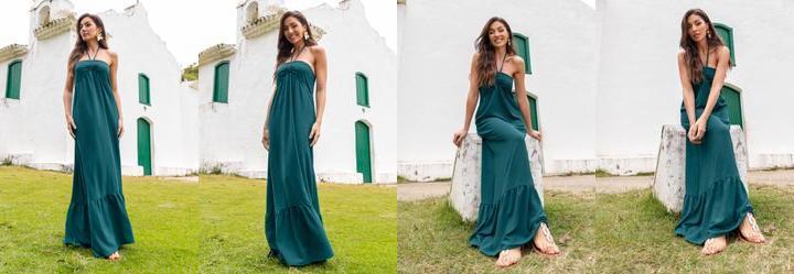 Vestido Verde em Crepe Plano