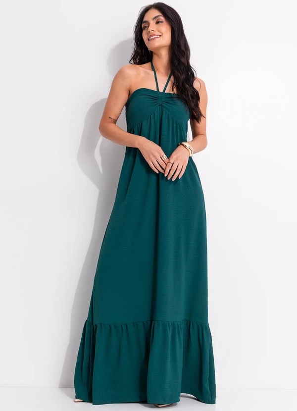 Quintess - Vestido Verde em Crepe Plano 11
