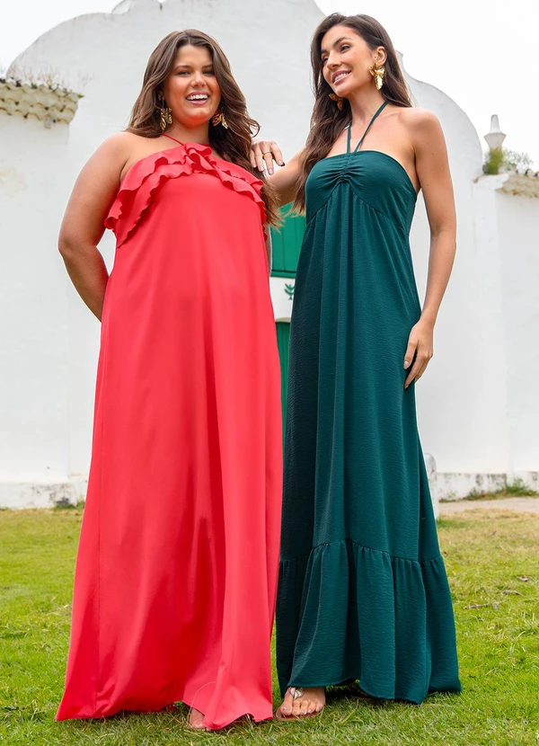Quintess - Vestido Verde em Crepe Plano 6