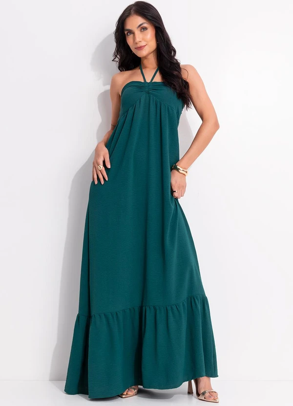 Quintess - Vestido Verde em Crepe Plano 9