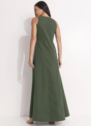Quintess - Vestido Verde em Jeans Leve - QUINTESS
