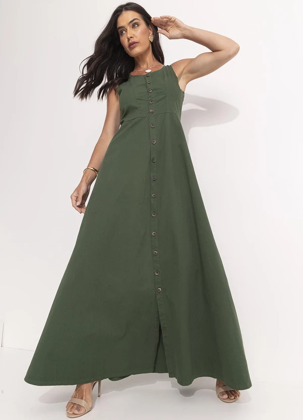 Quintess - Vestido Verde em Jeans Leve 4