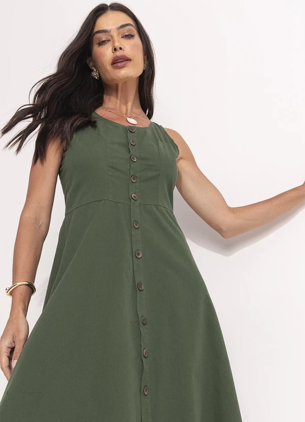 Quintess - Vestido Verde em Jeans Leve 5