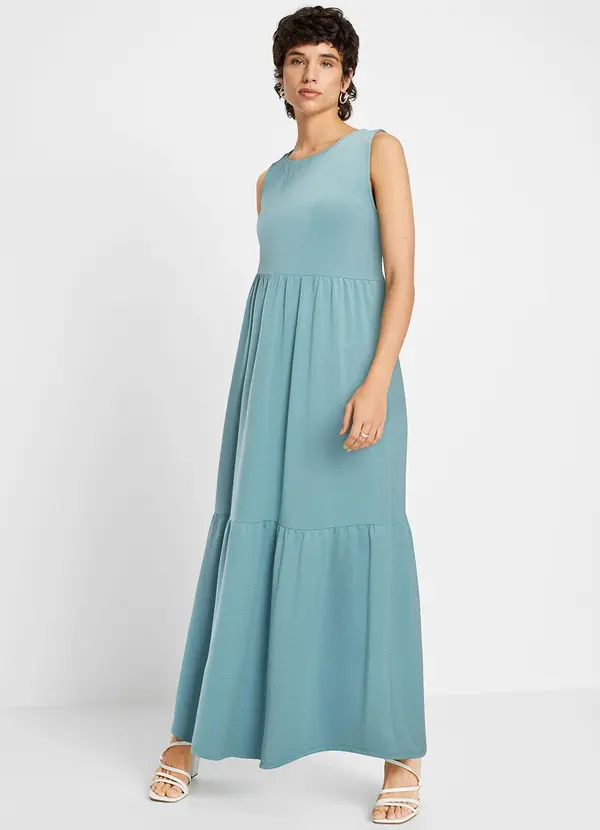 bonprix - Vestido Verde em Malha Texturizada