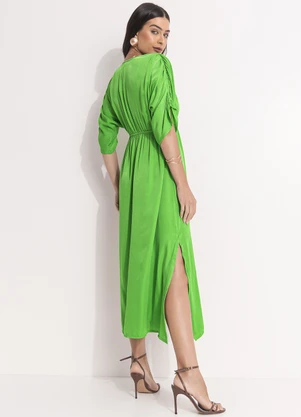 Quintess - Vestido Verde em Tecido Acetinado de Viscose - QUINTESS