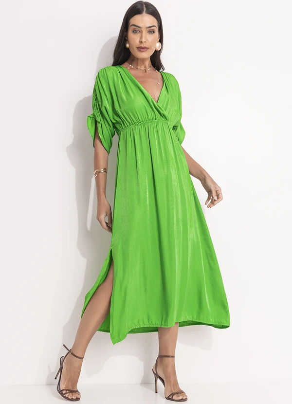 Quintess - Vestido Verde em Tecido Acetinado de Viscose