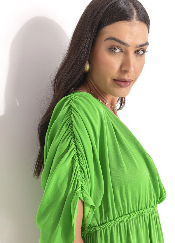 Quintess - Vestido Verde em Tecido Acetinado de Viscose 5