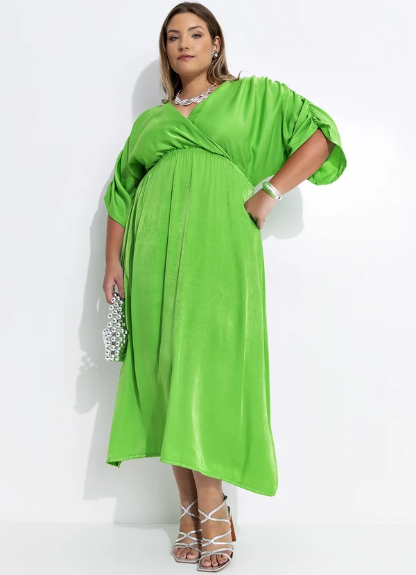 Quintess - Vestido Verde em Tecido Acetinado de Viscose 6