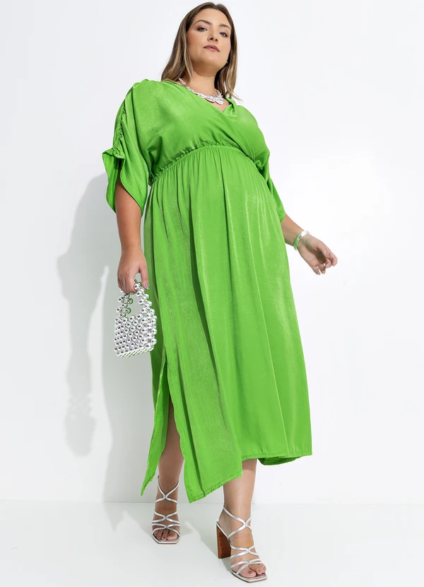 Quintess - Vestido Verde em Tecido Acetinado de Viscose 8