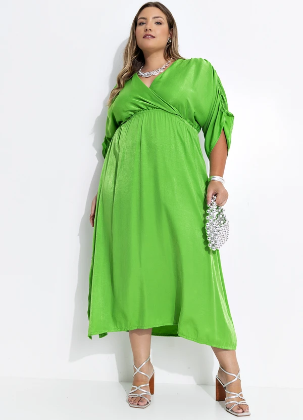 Quintess - Vestido Verde em Tecido Acetinado de Viscose 9