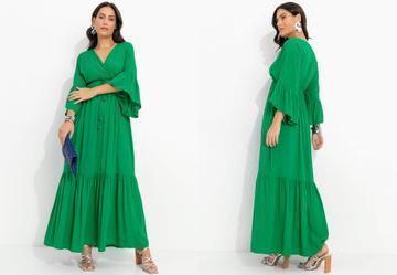 Vestido Verde em Viscose Plana