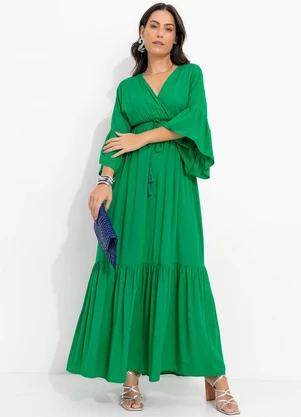 Quintess - Vestido Verde em Viscose Plana - QUINTESS
