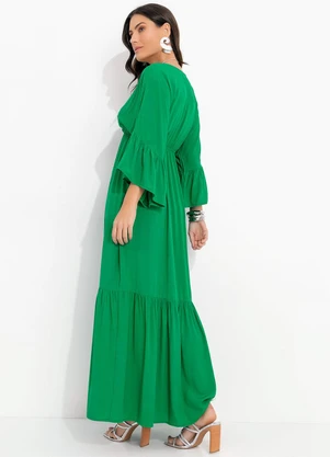 Quintess - Vestido Verde em Viscose Plana - QUINTESS