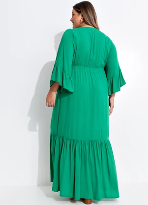 Quintess - Vestido Verde em Viscose Plana - QUINTESS