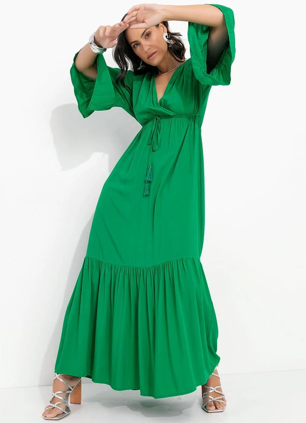 Quintess - Vestido Verde em Viscose Plana 3