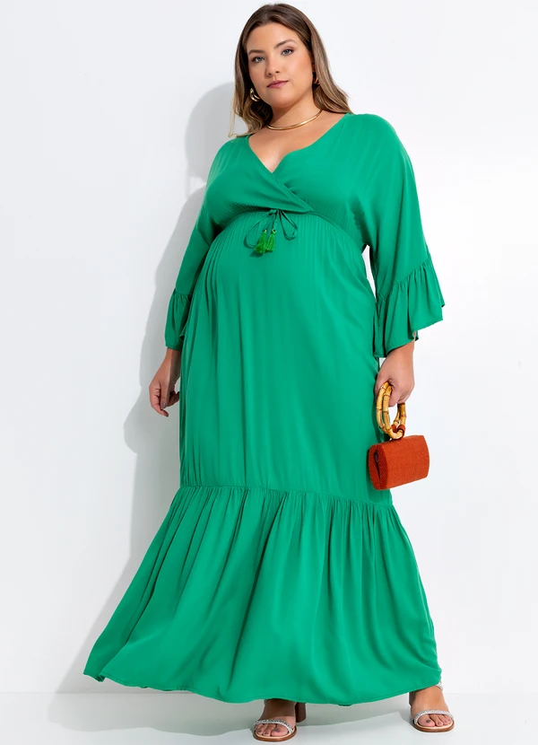Quintess - Vestido Verde em Viscose Plana 8