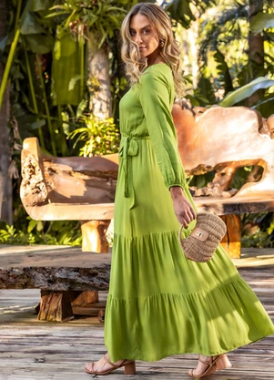 Quintess - Vestido Verde em Viscose Plana - QUINTESS