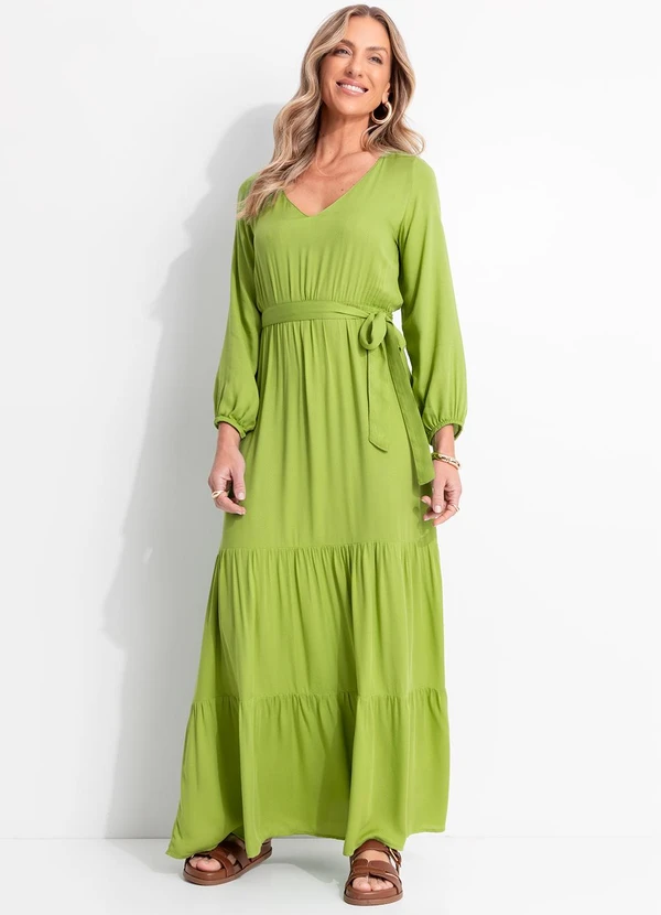 Quintess - Vestido Verde em Viscose Plana 7