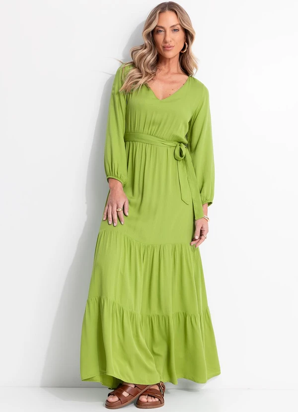 Quintess - Vestido Verde em Viscose Plana 8