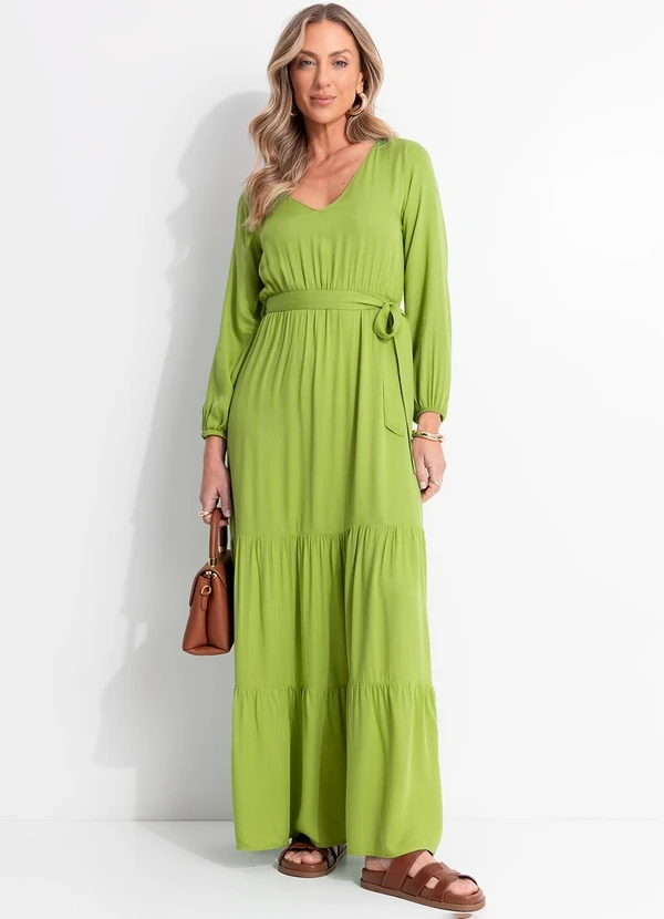 Quintess - Vestido Verde em Viscose Plana 9