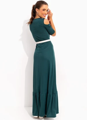 Moda Pop - Vestido Verde Escuro em Malha - MODA POP